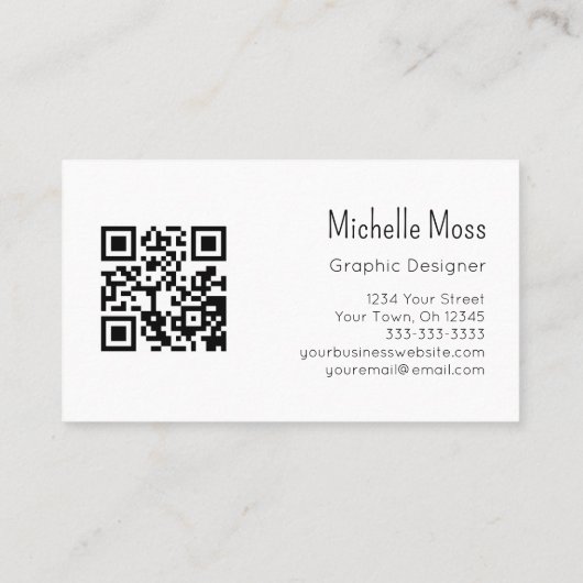 QR-code Simple Daisy Graphic Designer Zwart Wit Visitekaartje (Achterkant)