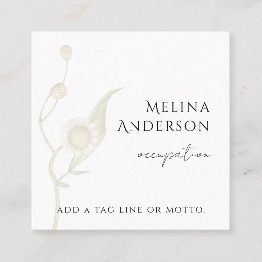 QR-code Simple Daisy Wildflower Vierkante Visitekaartje (Voorkant)