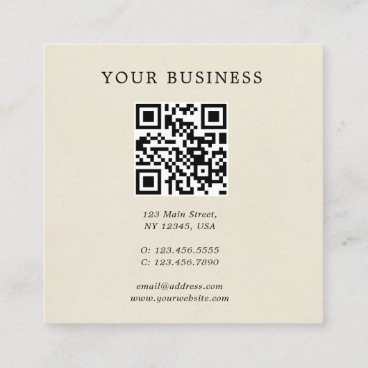 QR Code Simple Edelweiss Flower Vierkante Visitekaartje (Achterkant)