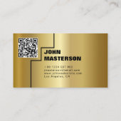 QR Code Simple Gold & Black Real Estate Agent Visitekaartje (Achterkant)
