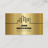 QR Code Simple Gold & Black Real Estate Agent Visitekaartje (Voorkant)