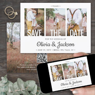 QR Code Simple Modern Typografie 4 Fotobruiloft Save The Date