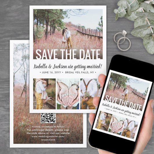 QR Code Simple Modern Typografie 5 Fotobruiloft Save The Date