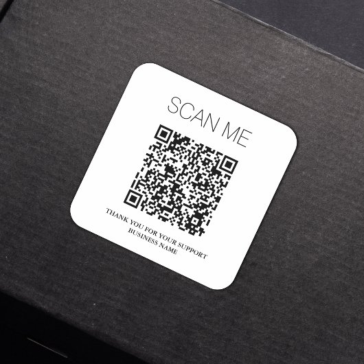 QR Code Simple White Minimalist Thanks Business Vierkante Sticker