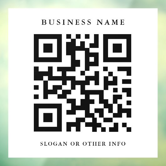 QR Code Simple White Square Business Raamsticker (Vel 3)