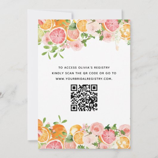 QR Code Sinaasappel Main Squeeze Citrus Vrijgezell Kaart (Achterkant)