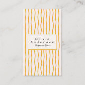 QR Code Sinaasappel Wavy Stripes Trendy Boho Moder Visitekaartje (Voorkant)