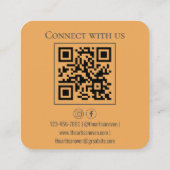 QR Code Sinaasappel Witte Cupcake Bakkerij Vierkante Visitekaartje (Achterkant)