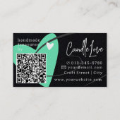 QR Code Sjabloon Blauwgroen Made Love Heart Crafte Visitekaartje (Achterkant)