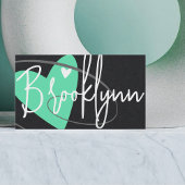 QR Code Sjabloon Blauwgroen Made Love Heart Crafte Visitekaartje