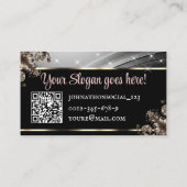 QR Code Sjabloon Deluxe Zilver Roos Luxe Chique Visitekaartje (Achterkant)