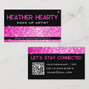 QR Code Sjabloon Luxe Hot Pink Girly Neon Bright Visitekaartje