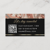 QR Code sjabloon luxe marmer glitter perzik Visitekaartje (Achterkant)