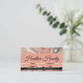 QR Code sjabloon luxe marmer glitter perzik Visitekaartje (Staand voorkant)