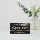 QR Code Sjabloon Luxe Zwart Goud Glitter Stars Visitekaartje (Staand voorkant)