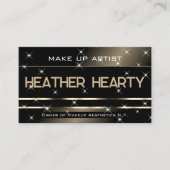 QR Code Sjabloon Luxe Zwart Goud Glitter Stars Visitekaartje (Voorkant)