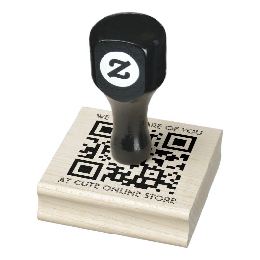 QR code Sjabloon met tekst houten stempel (Stempel)