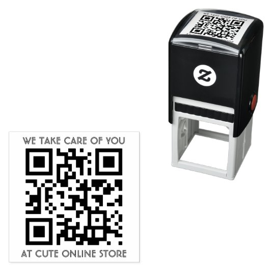 QR code Sjabloon met tekst Zelfinktende Stempel (In situ)