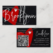 QR Code Sjabloon rood gemaakt met liefde hart craf Visitekaartje (Voorkant / Achterkant)