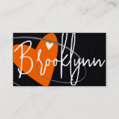 QR Code Sjabloon Sinaasappel Made Love Heart Craft Visitekaartje (Voorkant)