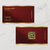 QR-code sjabloon Slank Gouden Tekst Professioneel Visitekaartje (Voorkant / Achterkant)