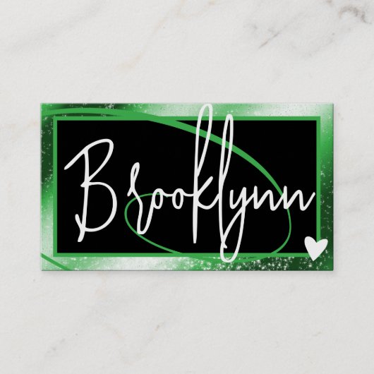 QR Code Sjabloon Stijlvol Bos Groen Lijst Hart Visitekaartje (Voorkant)