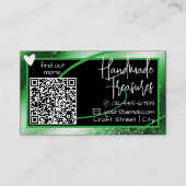 QR Code Sjabloon Stijlvol Bos Groen Lijst Hart Visitekaartje (Achterkant)