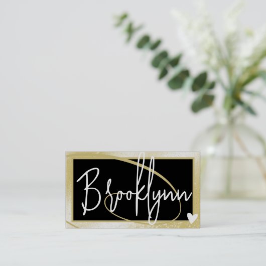 QR Code Sjabloon Stijlvol Licht Goud Lijsten Hart Visitekaartje (Staand voorkant)