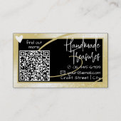 QR Code sjabloon stijlvol licht gouden frame hart  Visitekaartje (Achterkant)