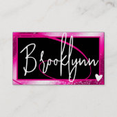 QR Code Sjabloon Stijlvol Meisje Roze Lijst Hart Visitekaartje (Voorkant)