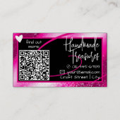 QR Code Sjabloon Stijlvol Meisje Roze Lijst Hart Visitekaartje (Achterkant)
