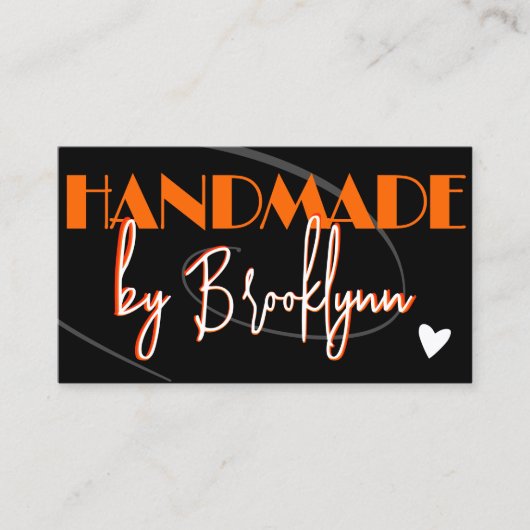 QR Code Sjabloon Stijlvol Sinaasappel Handgemaakt  Visitekaartje (Voorkant)