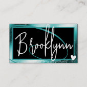 QR Code Sjabloon Stijlvolle Blauwgroen Aqua Lijst  Visitekaartje (Voorkant)