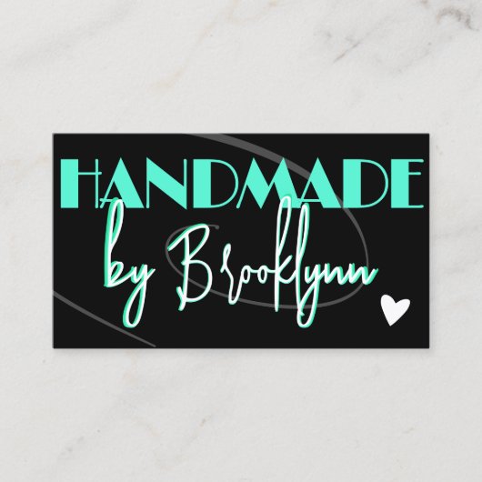 QR Code Sjabloon Stijlvolle Blauwgroen Handgemaakt Visitekaartje (Voorkant)