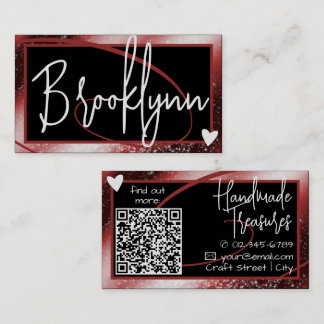 QR Code Sjabloon Stijlvolle rode Bourgogne Lijst H Visitekaartje
