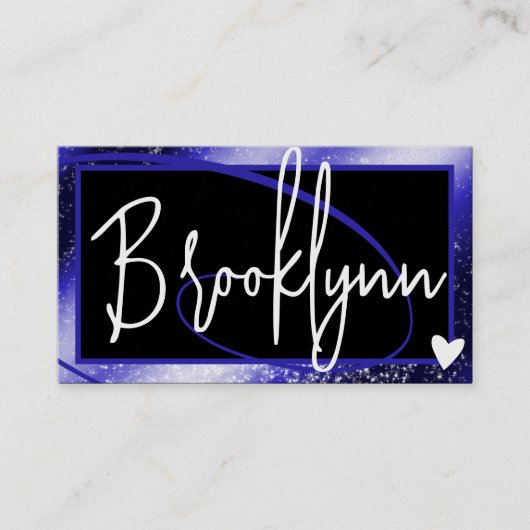 QR Code Sjabloon Stijlvolle Royal Blue Lijst Hart Visitekaartje (Voorkant)