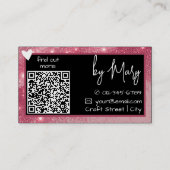 QR Code Sjabloon Stijlvolle  Roze Lijsten Hart Visitekaartje (Achterkant)