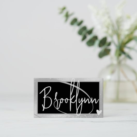 QR Code Sjabloon Stijlvolle Zilvergrijs Lijsten Ha Visitekaartje (Staand voorkant)