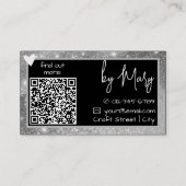 QR Code Sjabloon Stijlvolle Zilvergrijs Lijsten Ha Visitekaartje (Achterkant)