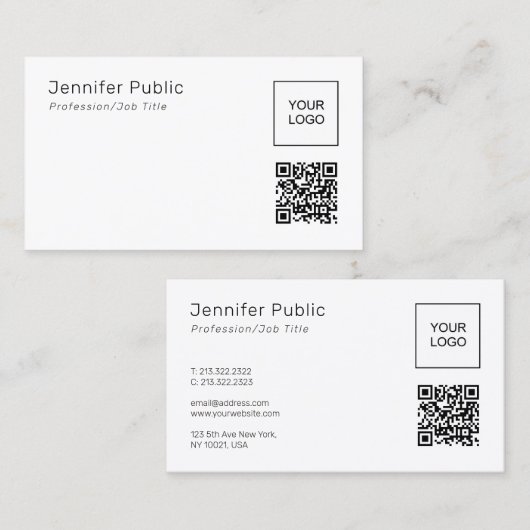 QR-code sjabloon Upload uw eigen bedrijfslogo Visitekaartje (Voorkant / Achterkant)