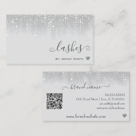 QR Code Sjabloon  Wit Zilver Glitter Regen Visitekaartje