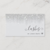 QR Code Sjabloon Wit Zilver Glitter Regen Visitekaartje (Voorkant)