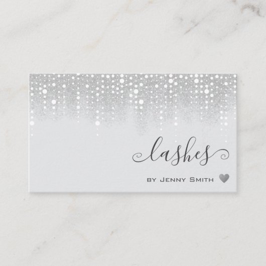 QR Code Sjabloon Wit Zilver Glitter Regen Visitekaartje (Voorkant)