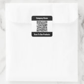 QR Code Sjabloon Zwart-wit Bedrijf Vierkante Sticker (Tas)