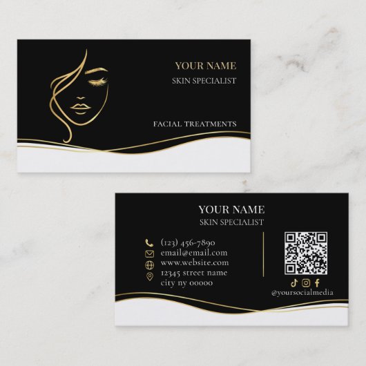 QR code Skin care & Beauty Salon Visitekaartje (Voorkant / Achterkant)