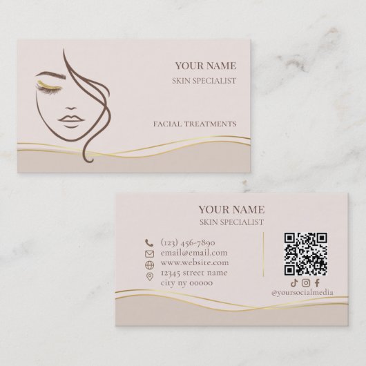 QR code Skin care & Beauty Salon Visitekaartje (Voorkant / Achterkant)