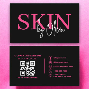 QR Code Skin Care Specialist Hot Pink Visitekaartje