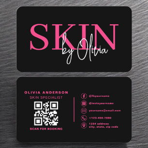 QR Code Skin Care Specialist Hot Pink Visitekaartje