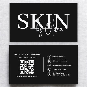 QR Code Skin Care Specialist Zwart Wit Visitekaartje