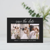 QR Code - Sla de datum op Zwart 3 Foto Save The Date (Staand voorkant)
